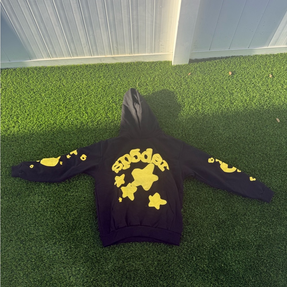 Spyder Black Hoodie with Yellow Star Design